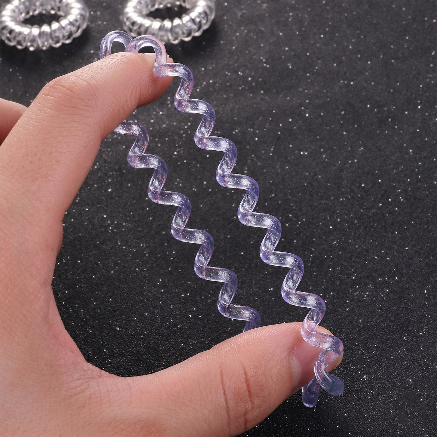 Soft Stretchable Glitter Spiral Coil Hair Bands Set 3 Pc