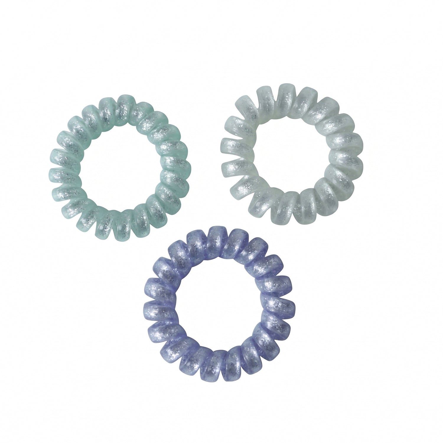 Soft Stretchable Glitter Spiral Coil Hair Bands Set 3 Pc