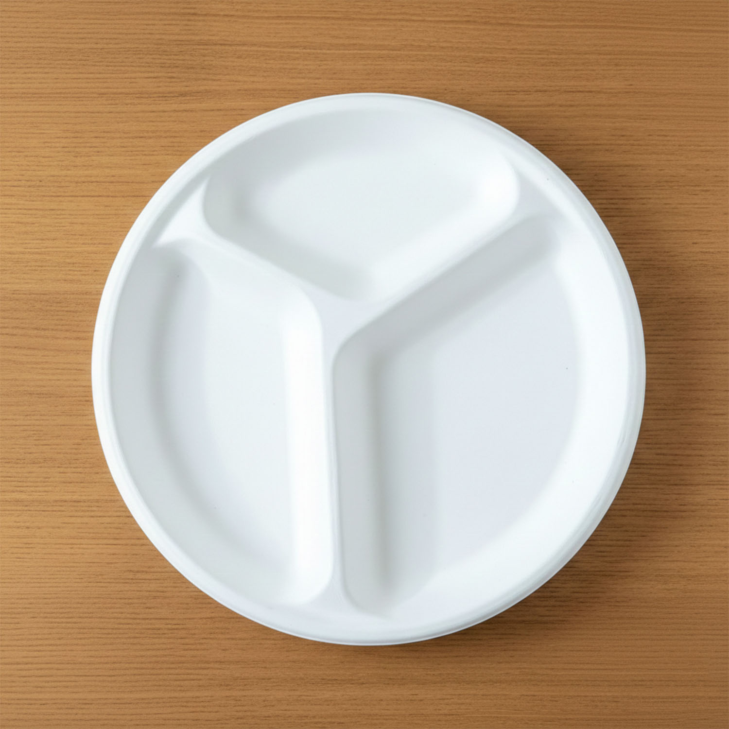 Vegnar 10 Inch 3-Compartment Round Compostable Bagasse Plate (10 Pc)