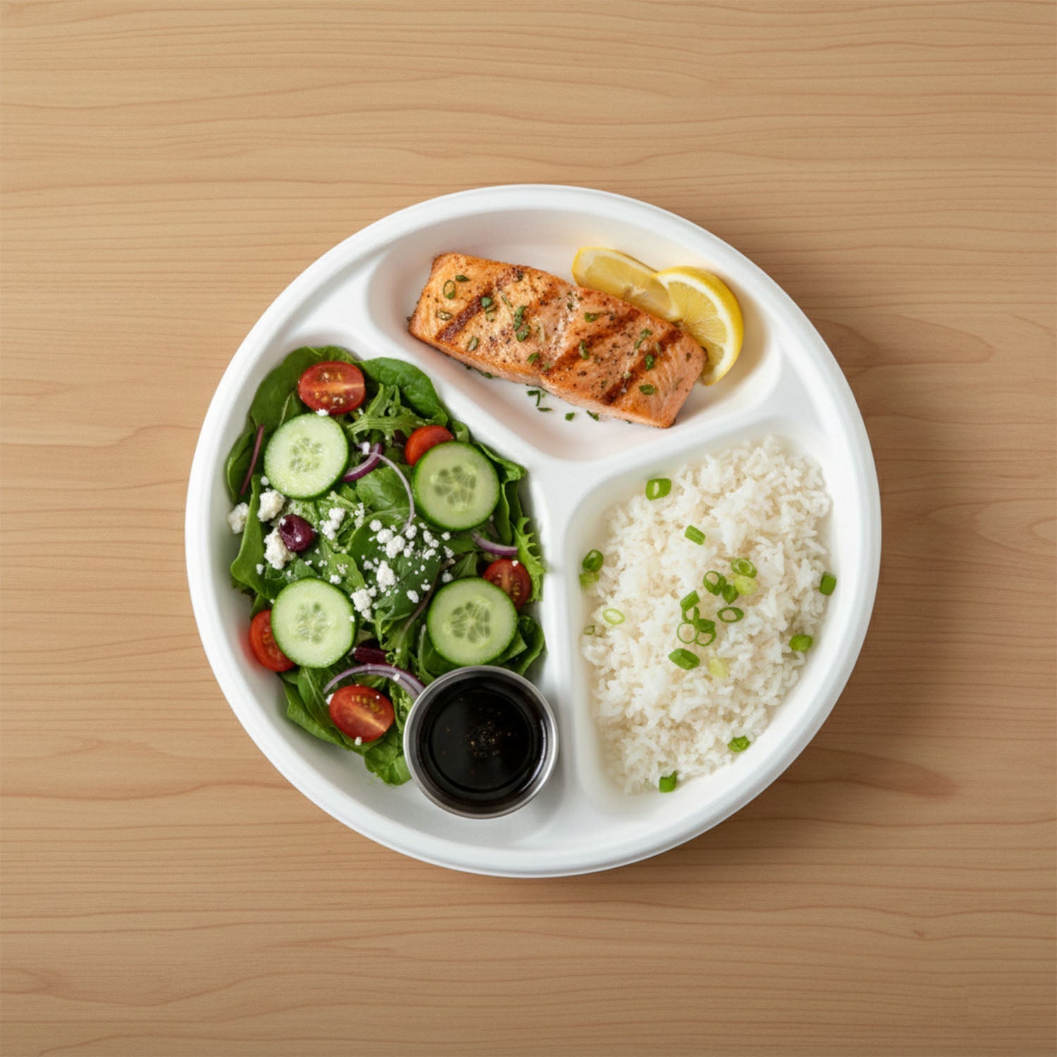 Disposable Round 3 Compartment Meal Plate (Pack of 10 Pc)