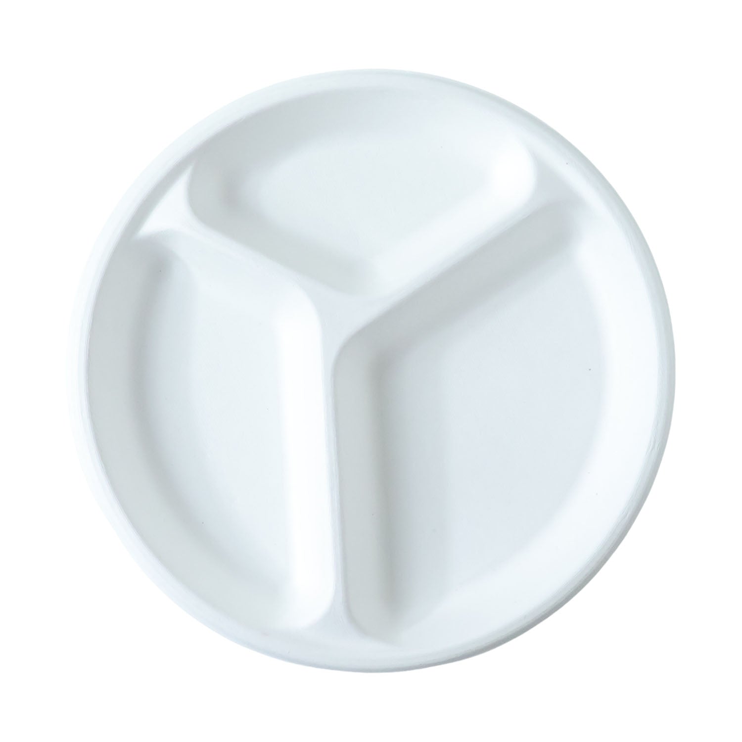 Disposable Round 3 Compartment Meal Plate (Pack of 10 Pc)