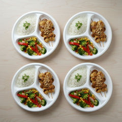 Disposable Round 3 Compartment Meal Plate (Pack of 10 Pc)