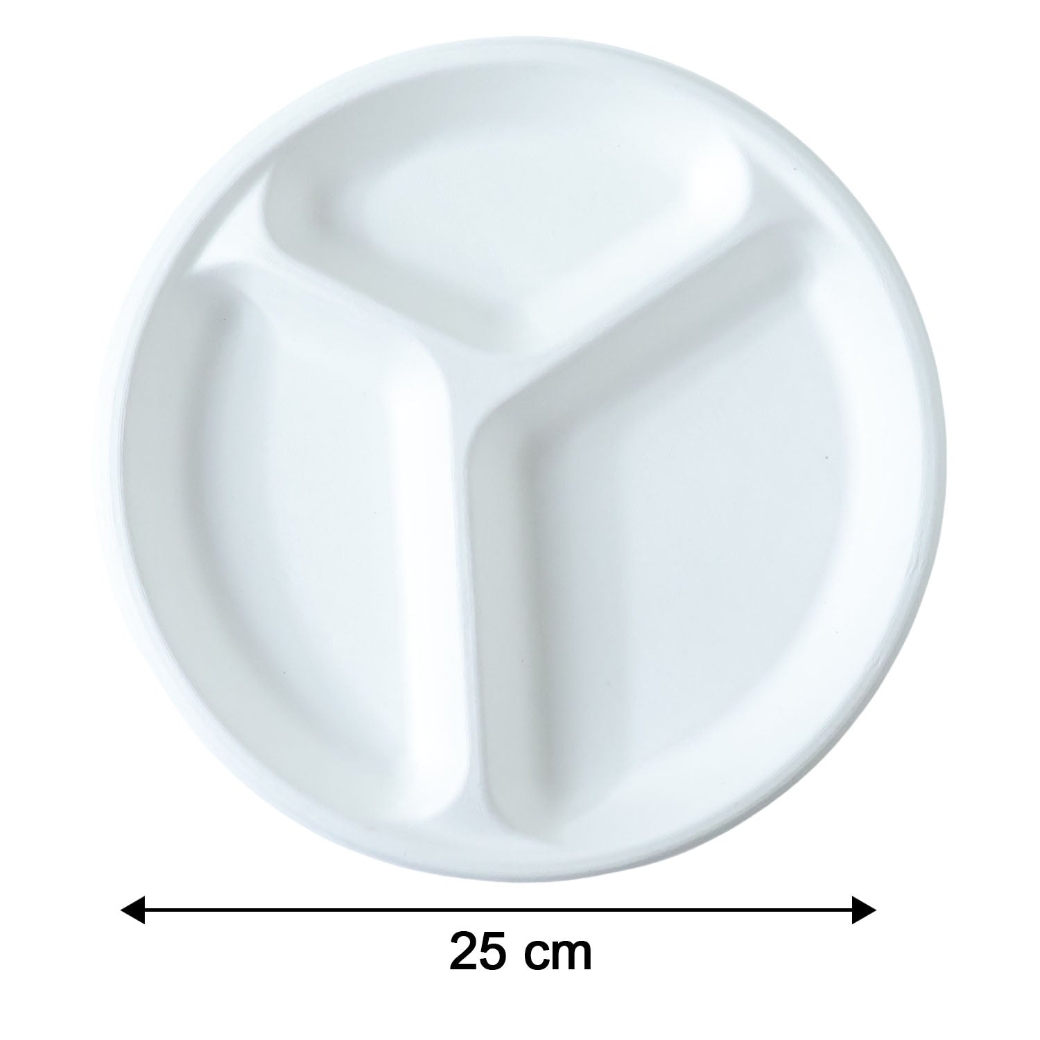 Disposable Round 3 Compartment Meal Plate (Pack of 10 Pc)