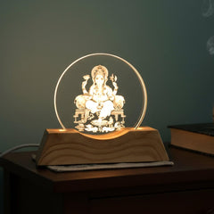 3D Lord Ganesha Acrylic LED Night Lamp (1 Pc)