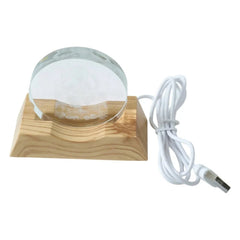 Side view of 3D Lord Ganesha LED night lamp with wooden base