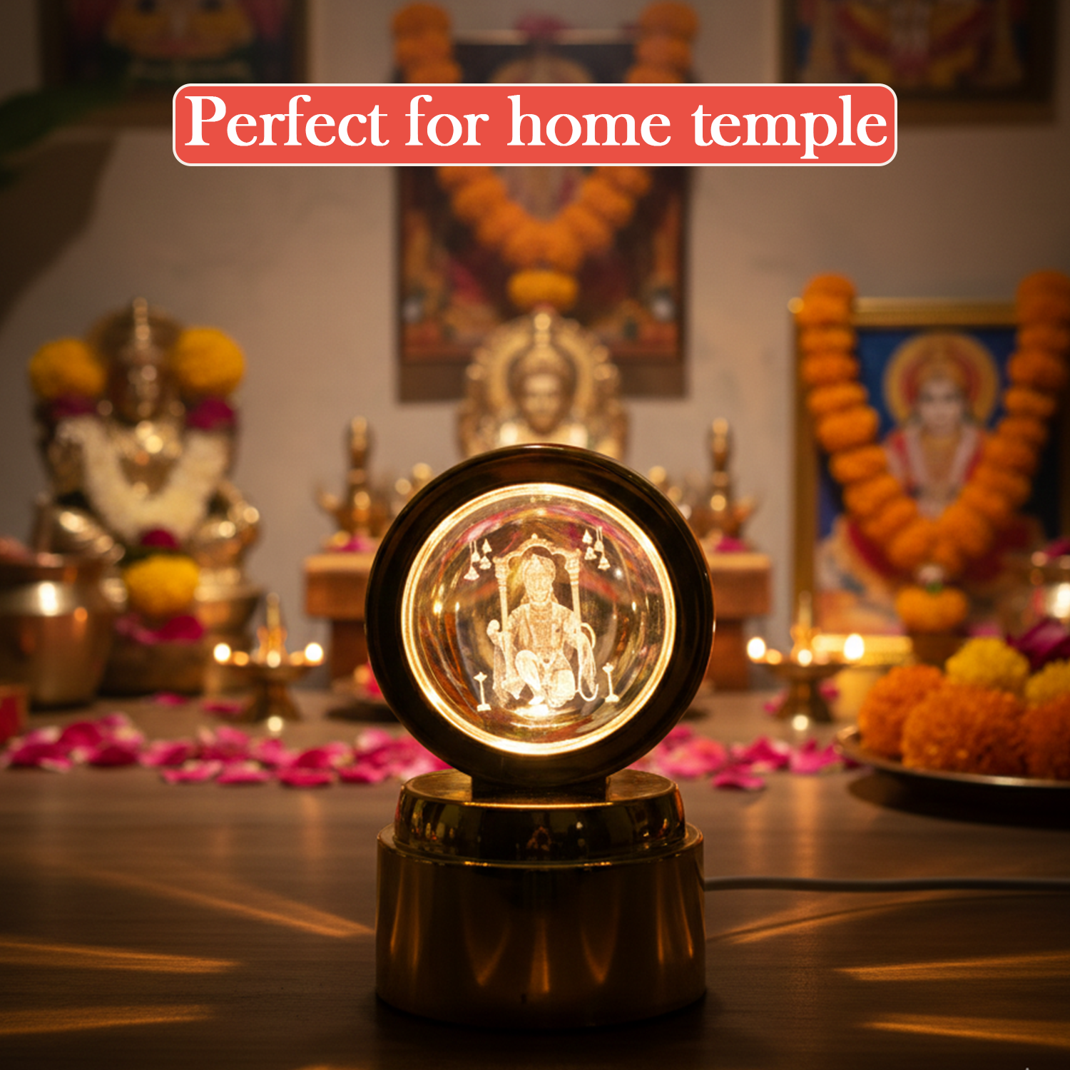 Side view of Bajrang Bali Crystal Night Lamp