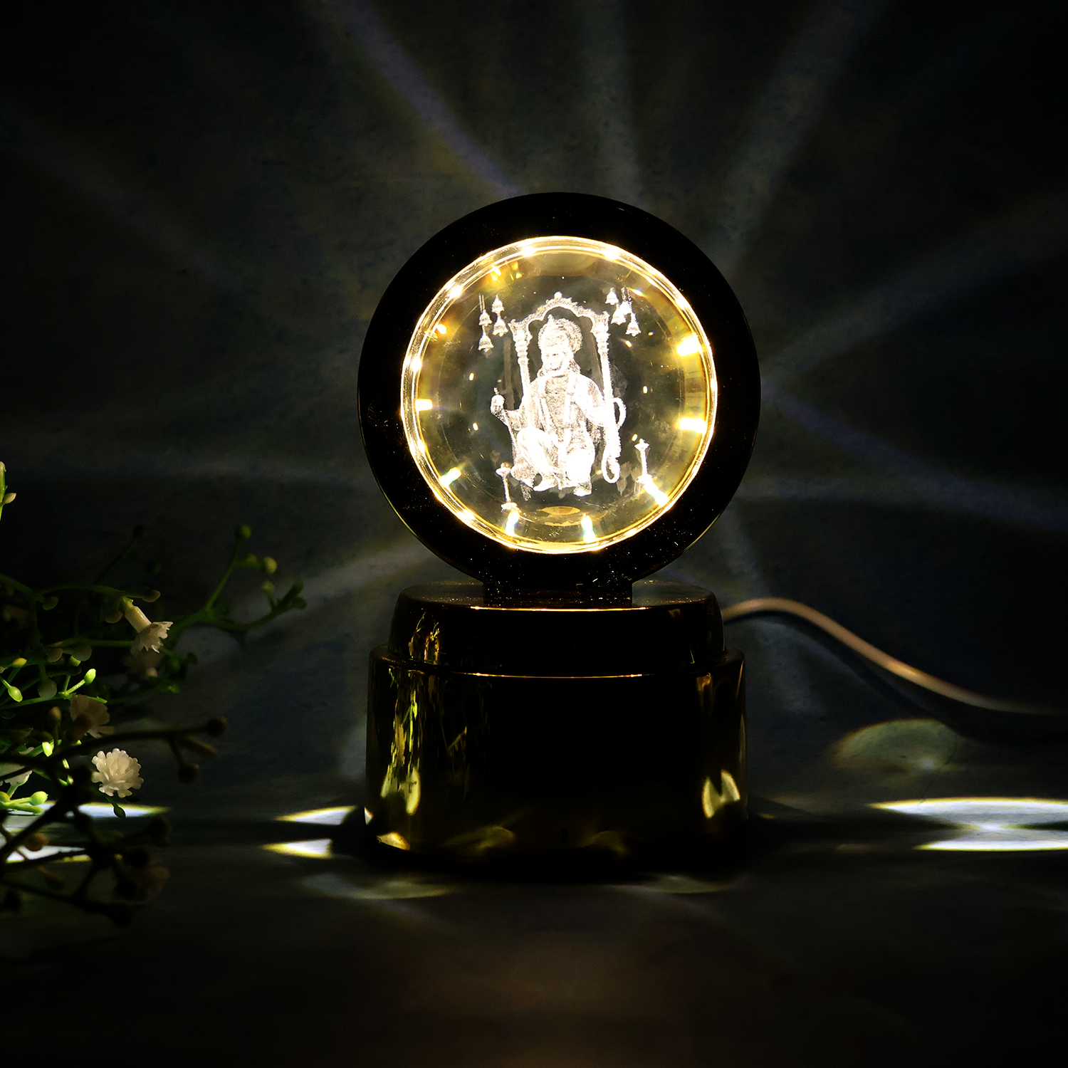 LED Night Lamp with Bajrang Bali Engraving