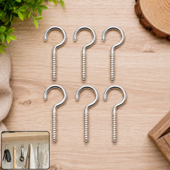 Stainless Steel Eye Hooks Heavy Duty 6-Piece Screw Set