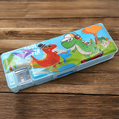 Plastic multipurpose compass box with cartoon print - front view
