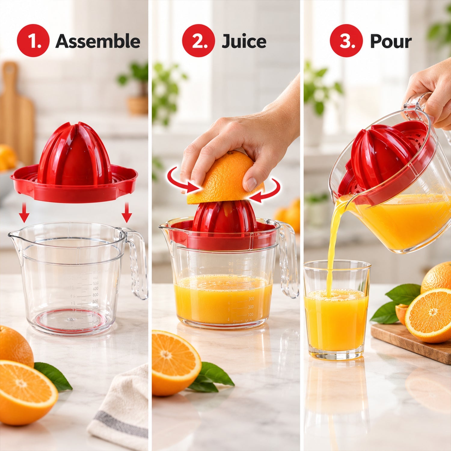 Apex Fresh Jug Manual Citrus Juicer with Strainer and Measuring Jug 600ml