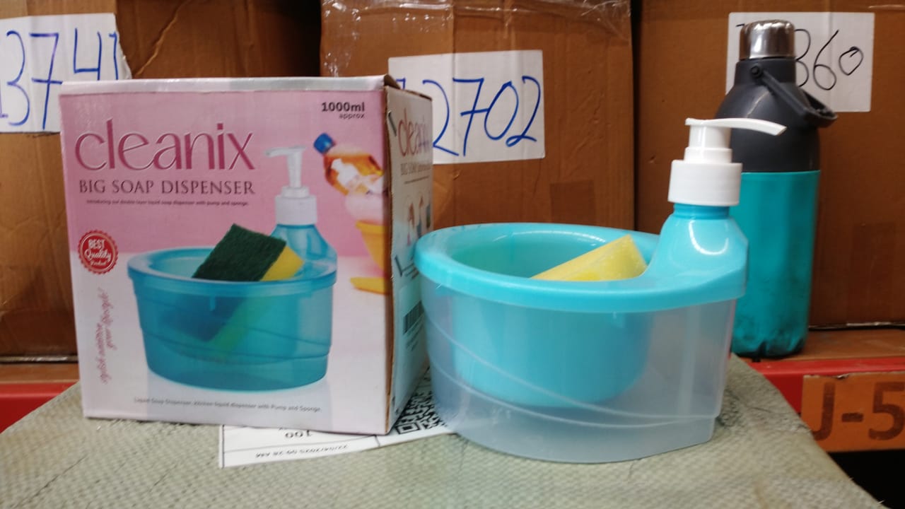 2-in-1 soap dispenser and sponge holder in modern kitchen