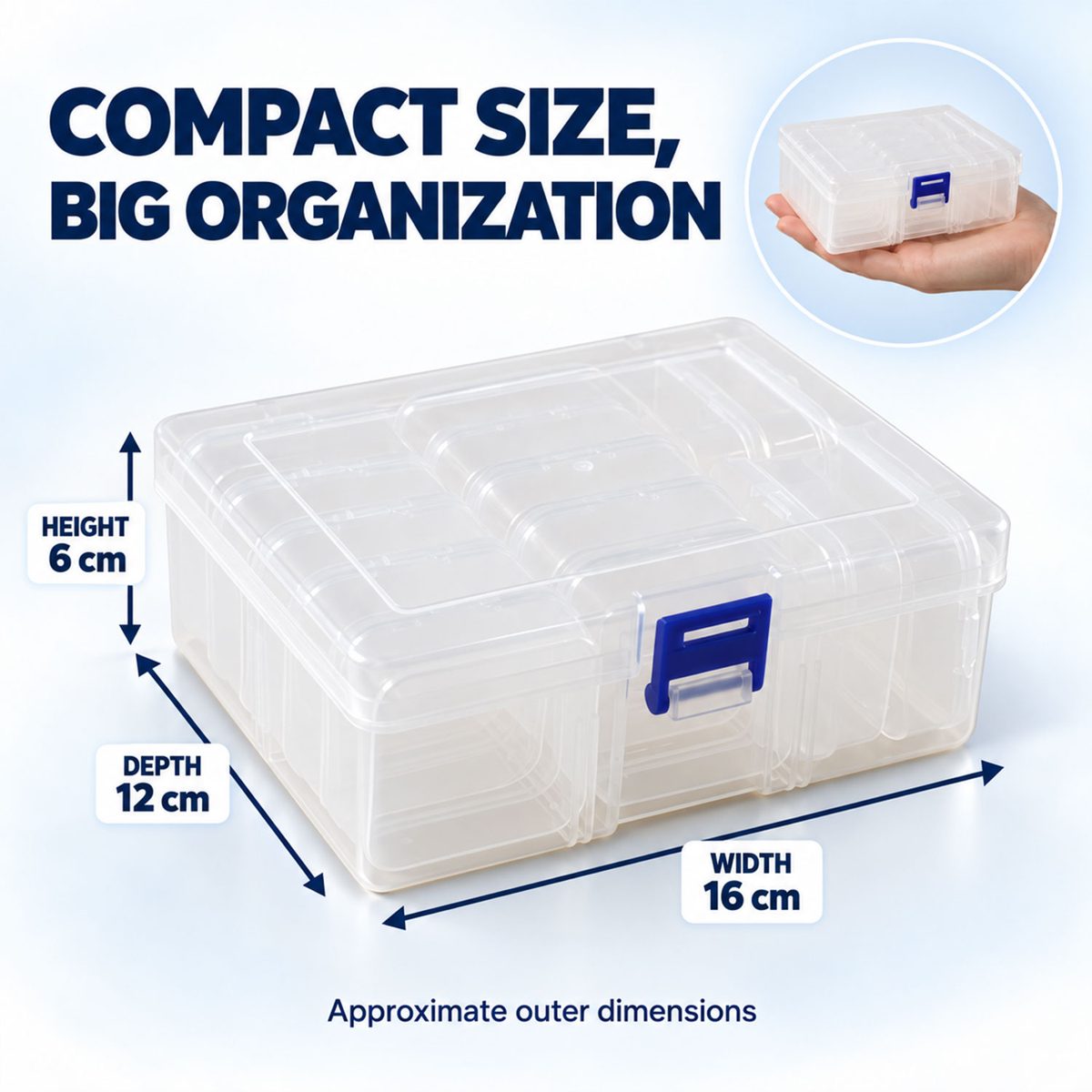Transparent Compartment Storage Box with Removable Mini Cases (1 Pc)