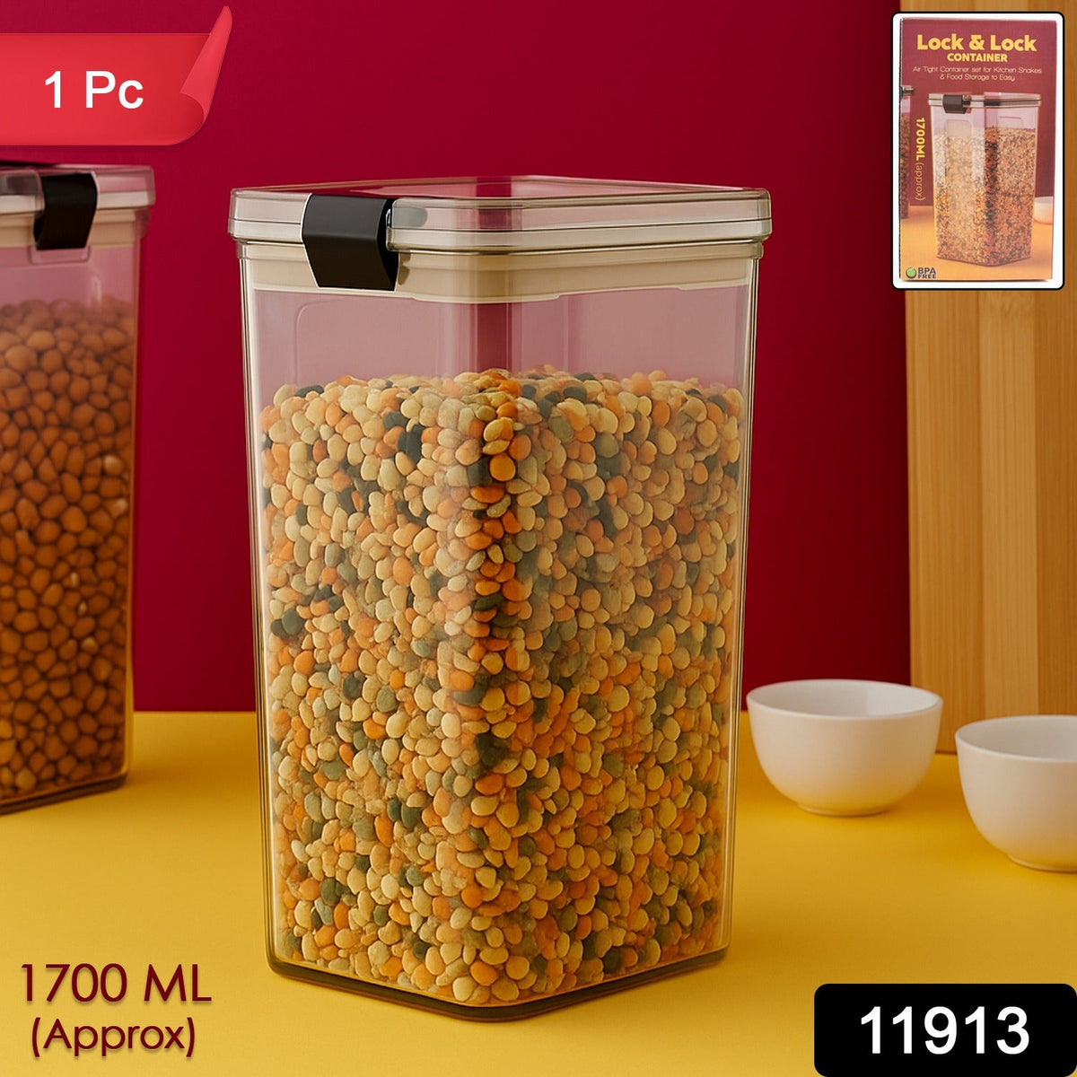 Lock & Lock 1700 ML container with secure clip lid