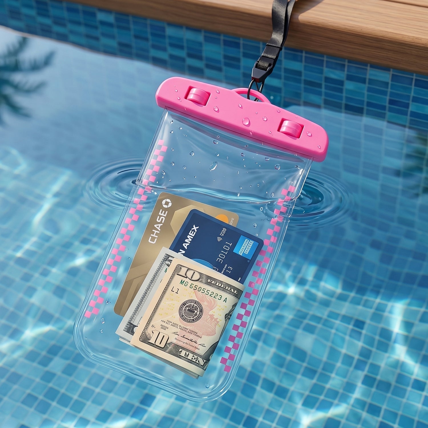 Waterproof Mobile Pouch Cover Pink - Pool Demonstration