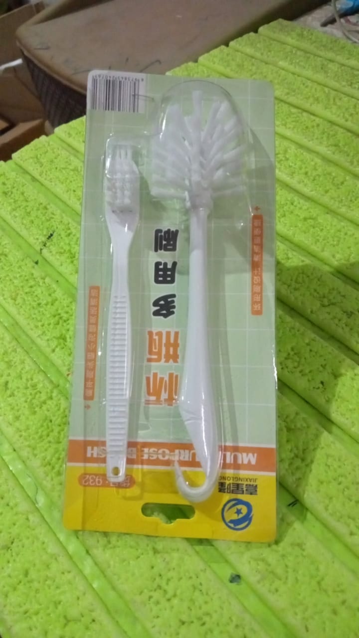 Cleaning brushes on table surface