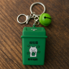 Trash Can Keychain on white background
