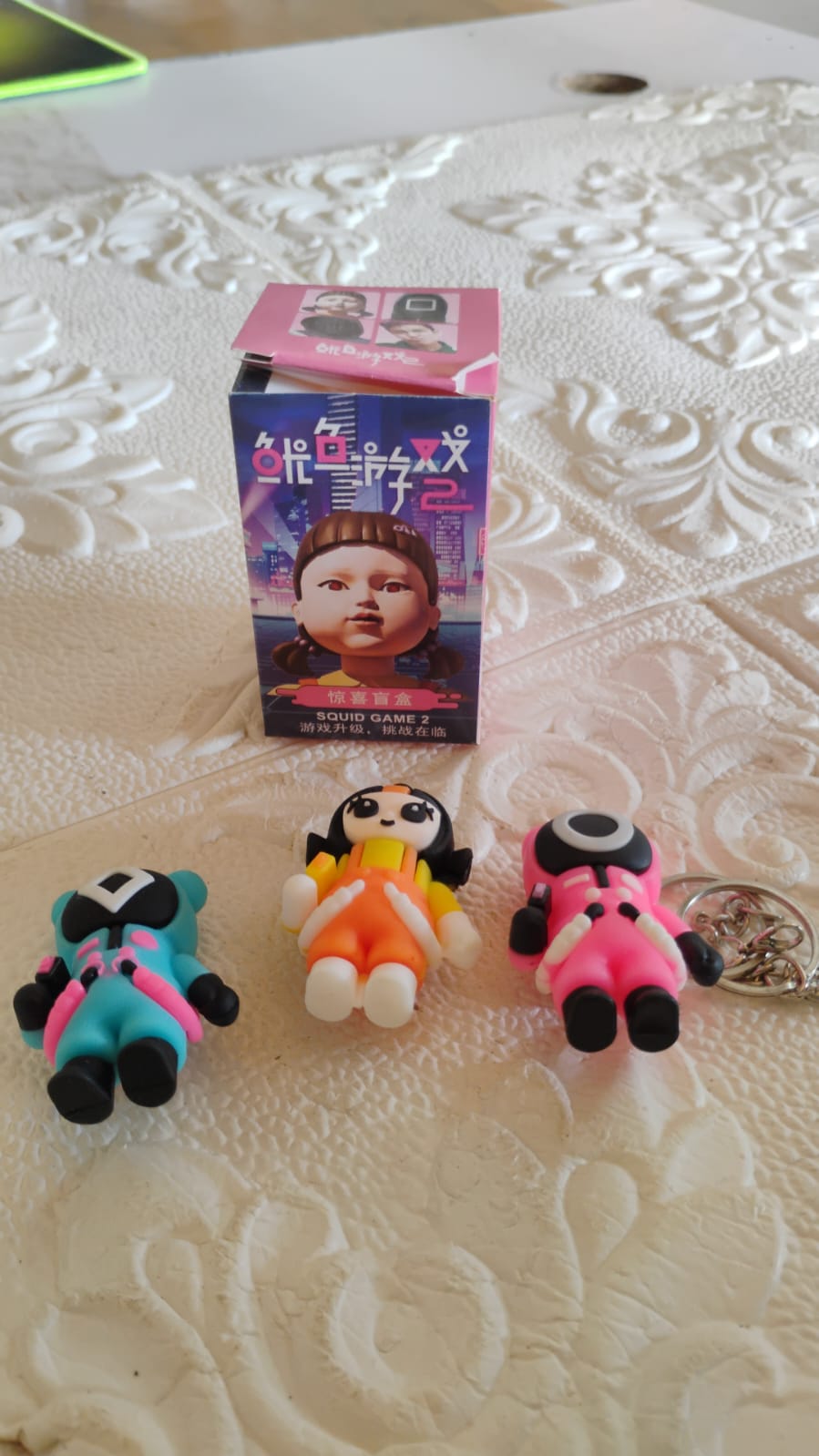 Soft silicone character keychain with metal chain