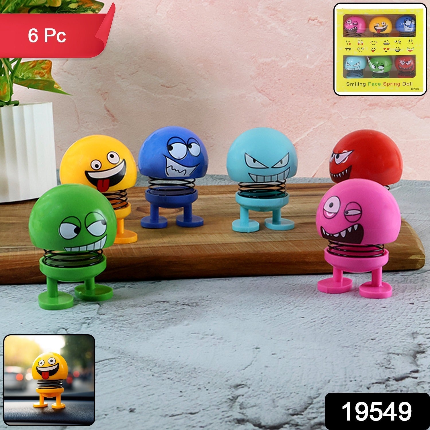 Spring Emoji Bobble Head Dolls - (6 Pc Set)
