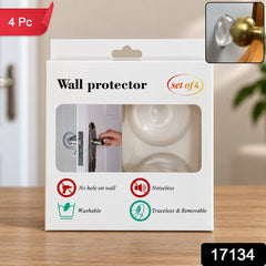 A white box for wall protectors with a clear window and an inset image of a clear protector on a wall behind a brass