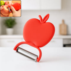 Apple shaped folding vegetable peeler front view