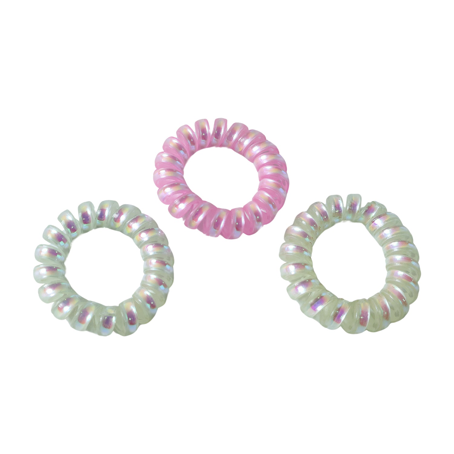 Soft Stretchable Telephone Wire Style Hair Bands Set (5 Pc, Mix Color)