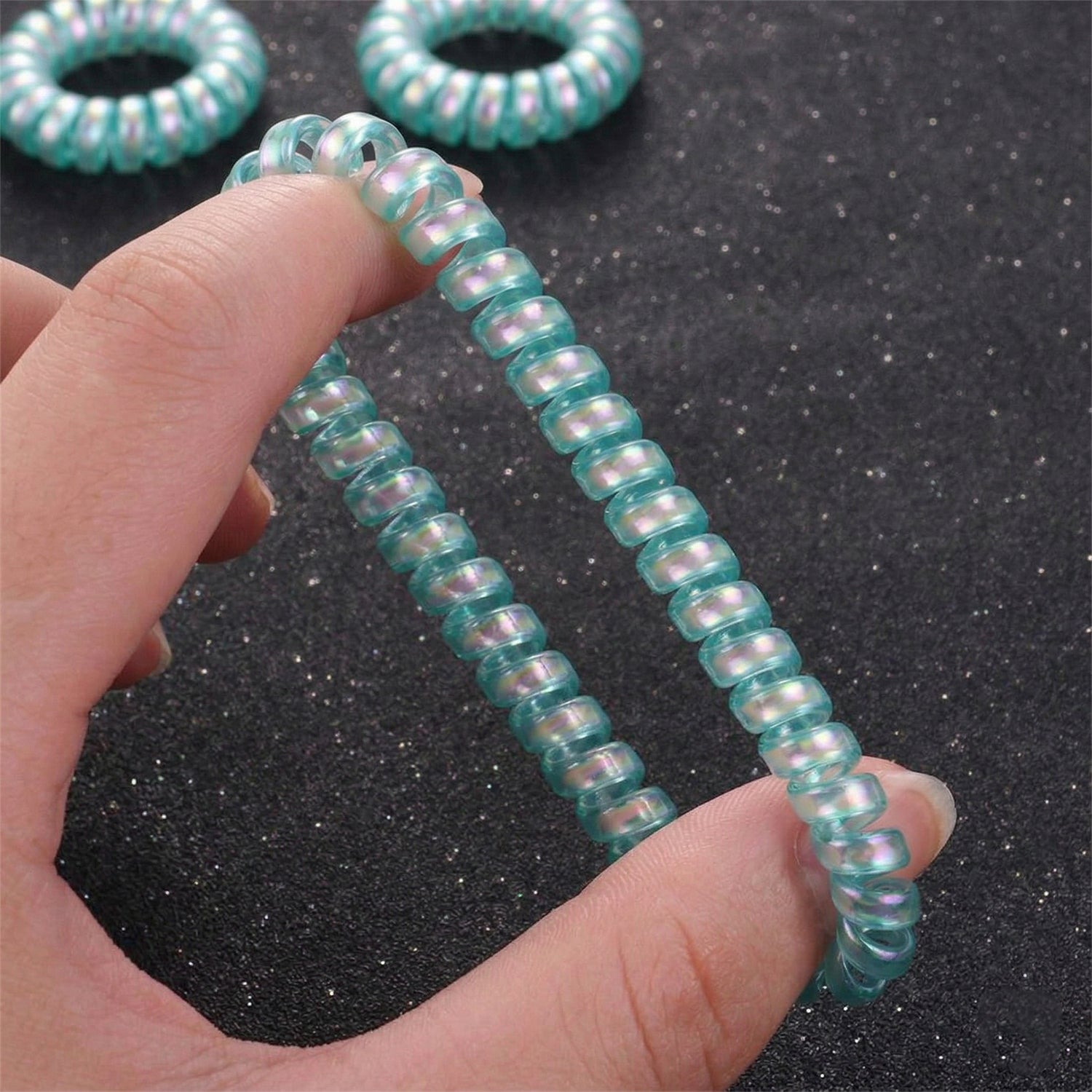 Soft Stretchable Telephone Wire Style Hair Bands Set (5 Pc, Mix Color)