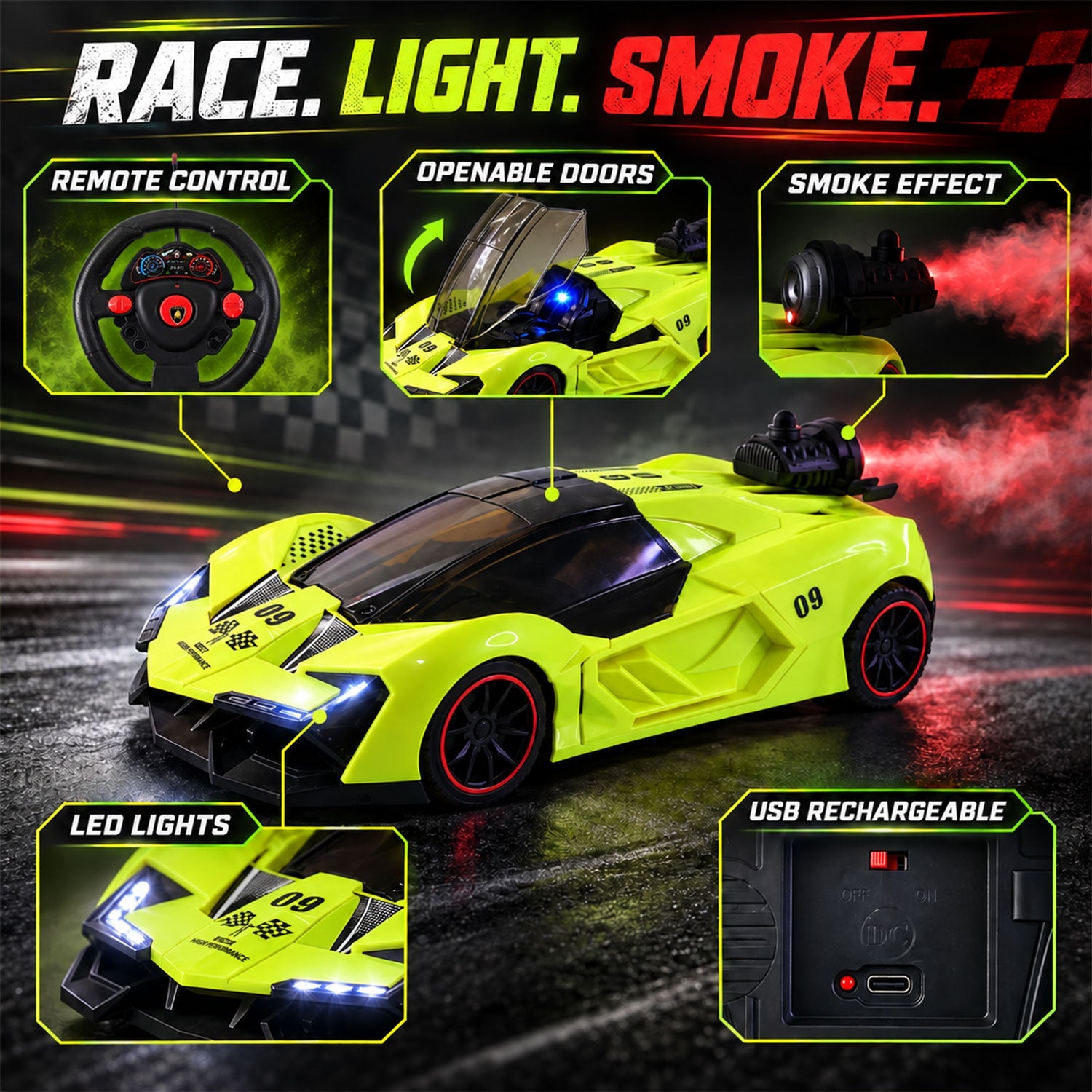 RC racing car white bg
