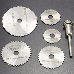 Set of six metal cutting discs with detailed design