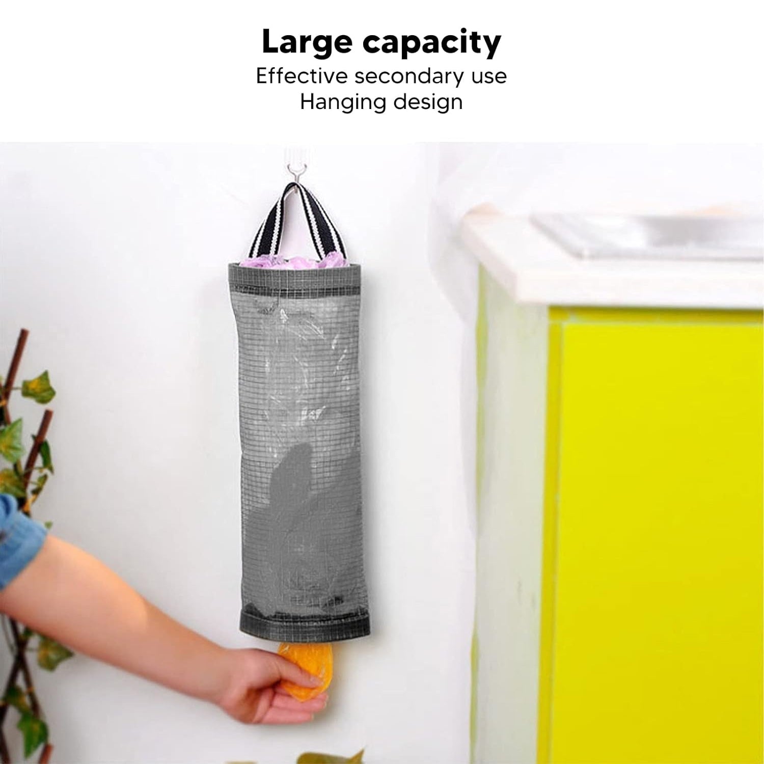 Hanging Waste Bag Holder â€“ Large Capacity Garbage Storage with Sturdy Handle for Home, Kitchen & Restaurant (1 Pc)