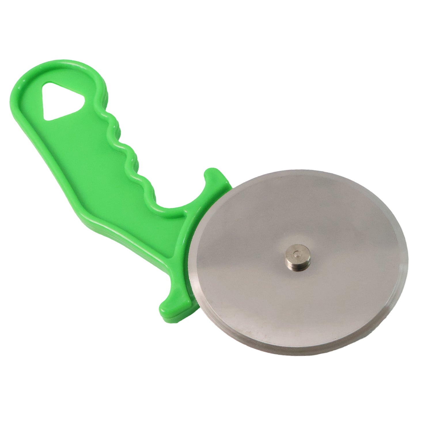 Quickslice pizza cutter resting beside a freshly sliced pizza