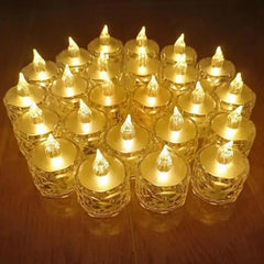 A set of Flameless LED Tealight Candles arranged for festive decor.