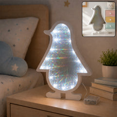 LED Penguin Infinity Mirror Light  Mesmerizing Home Decor