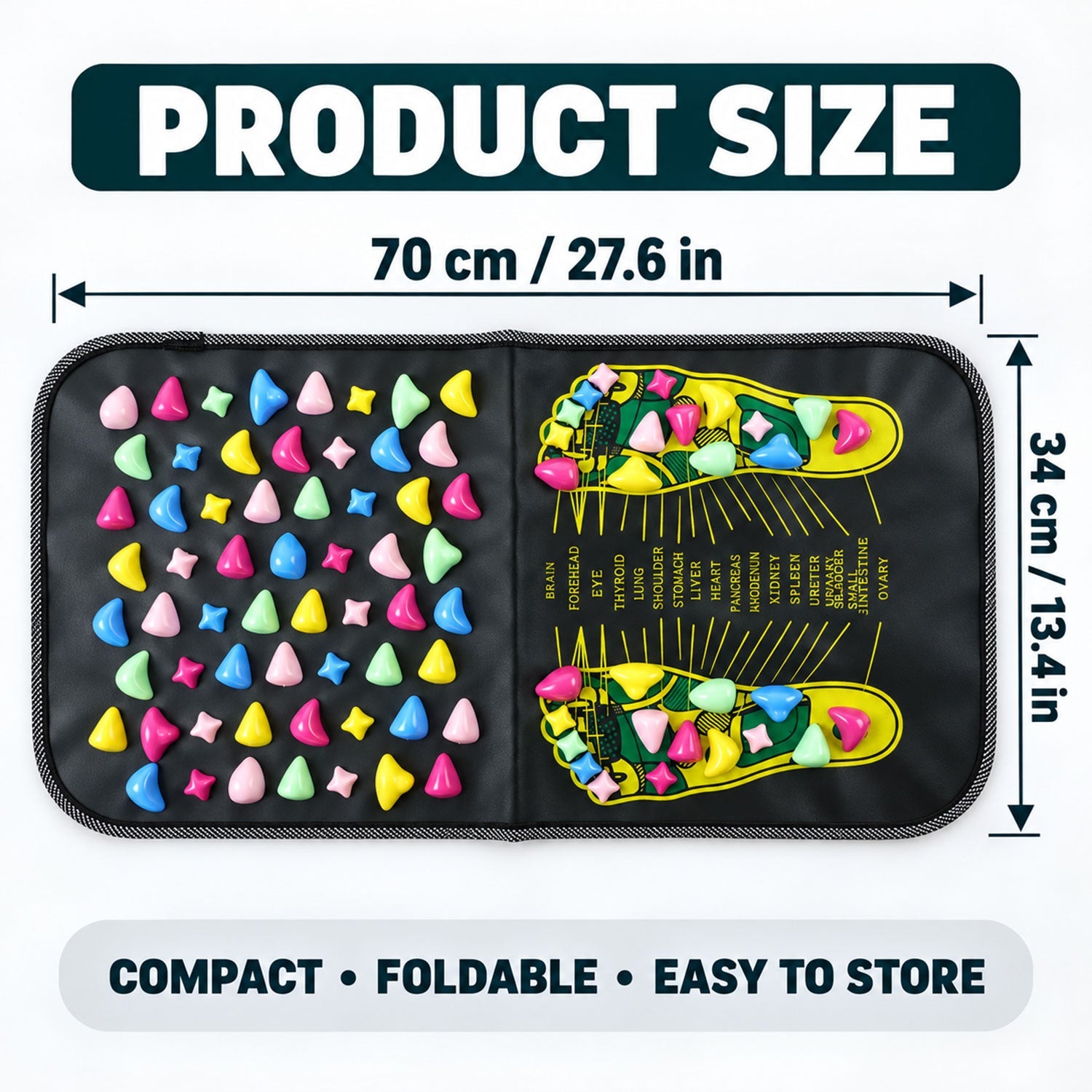 Acupressure Foot Massage Mat with Raised Nodes and Foot Guide (1 Pc 70 x 34cm)