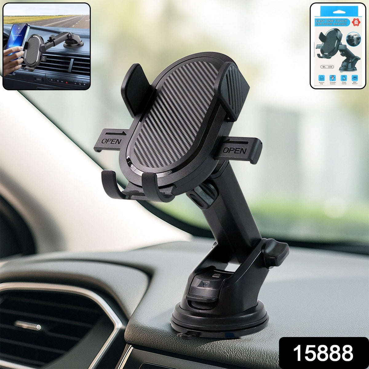Adjustable Car Mobile Holder with one-touch lock mechanism