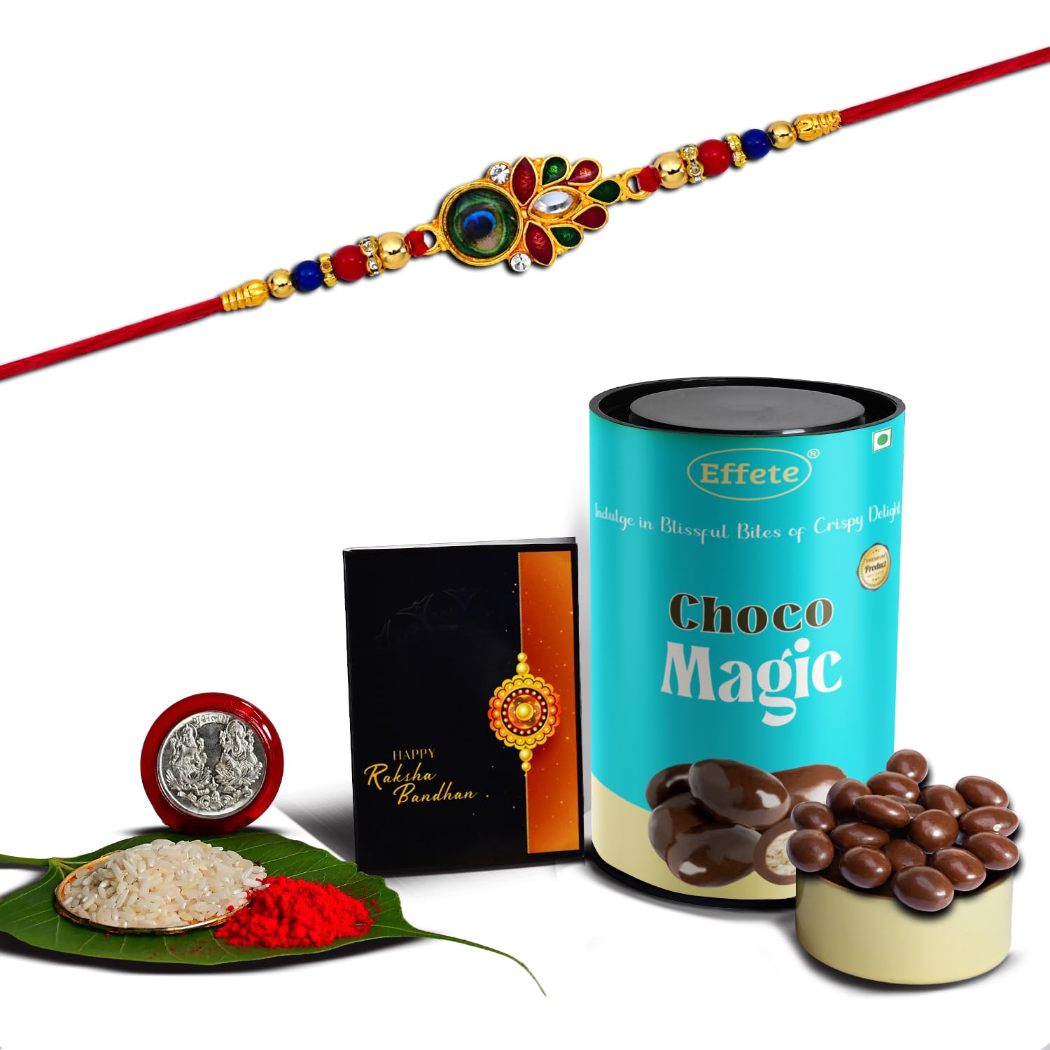 (K1_319_CM) Rakhi Combo & Chocolate Magic | Rakhi & Chocolate for brother | Fancy Rakhis for men stylish | rakhi with gift | Rakhi Combo | Set of 1 | Chocolate