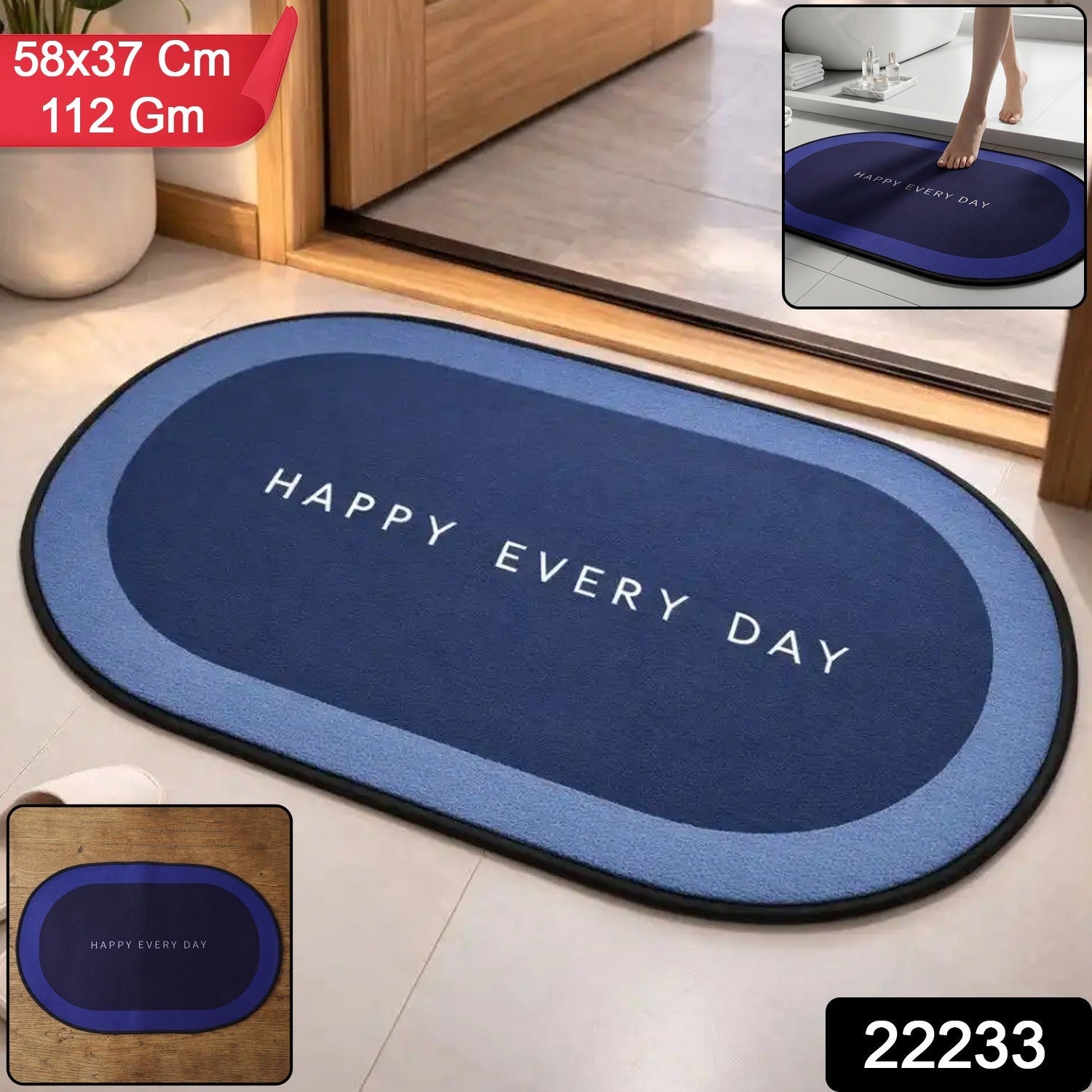 Bathroom Floor Mat â€“ Fast Absorbing & Slip-Resistant Oval Design