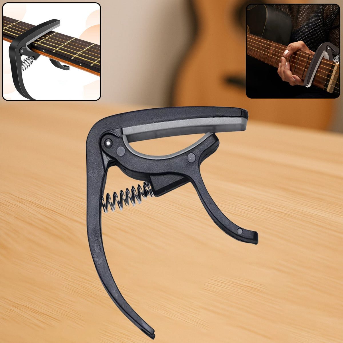 Wagtail Guitar Capo with pickup stand on white background