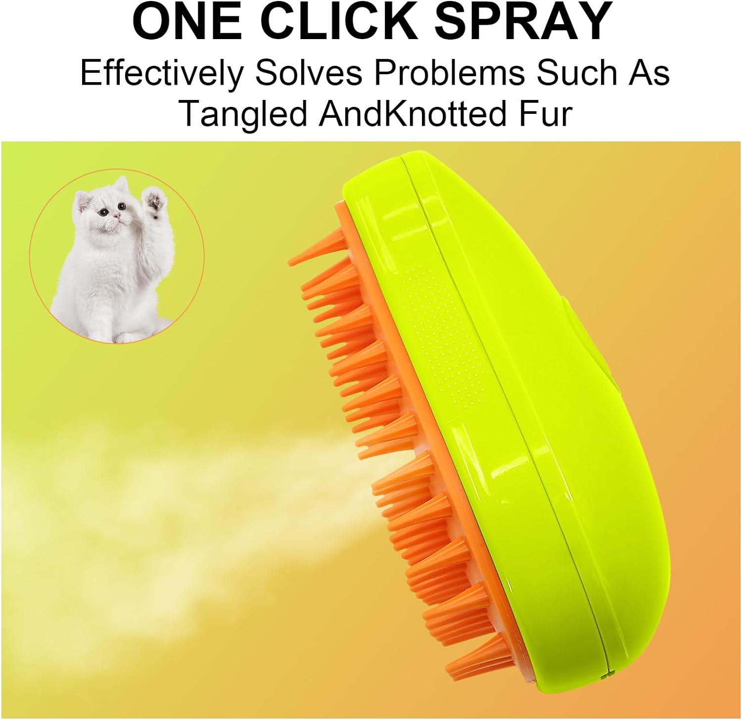 3-in-1 Cat Steamy Brush â€“ Self-Cleaning Pet Grooming & Hair Removal Comb