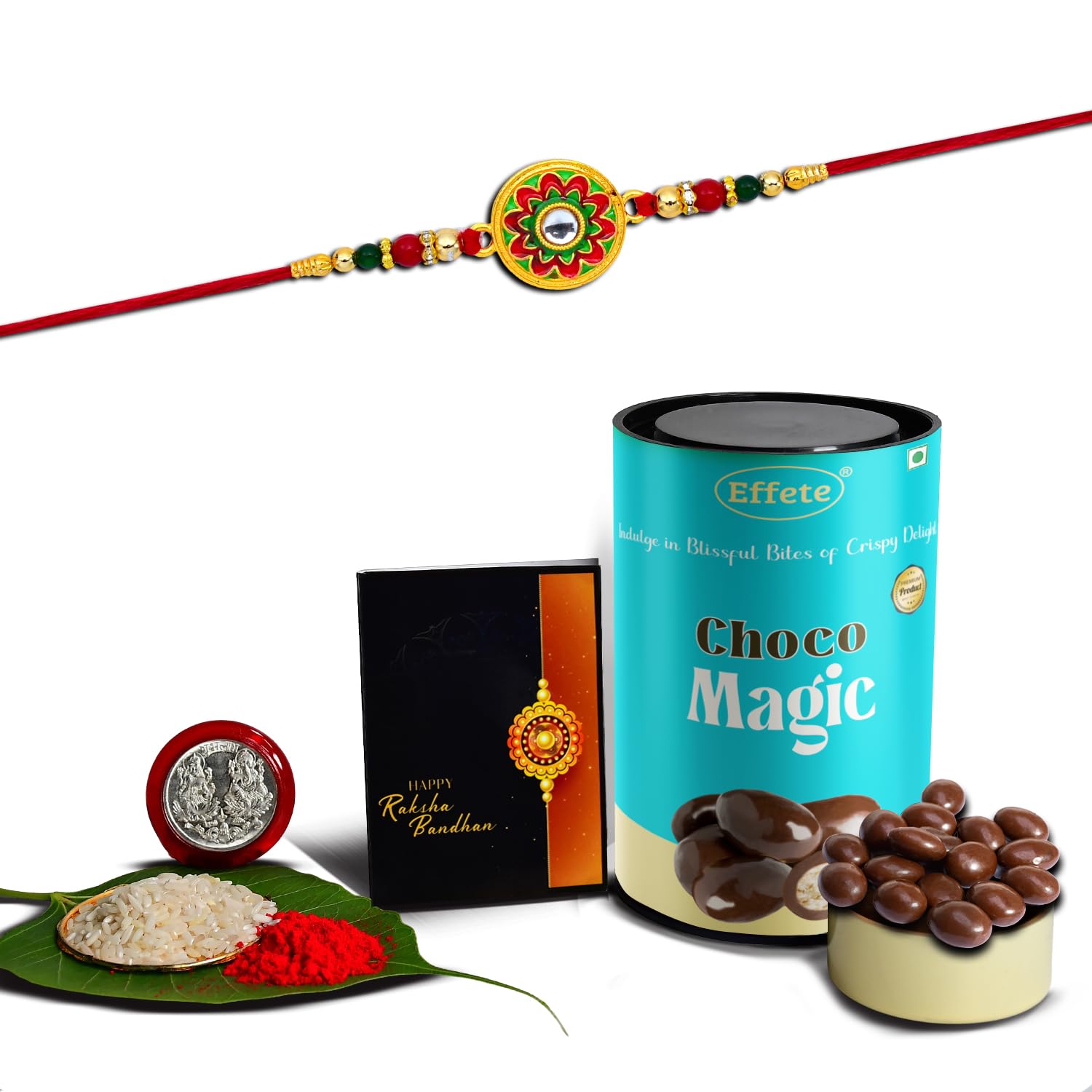 (K1_513_CM) Rakhi Combo with Chocolate Magic, Rakhi & Chocolate for brother, Fancy Rakhis for men stylish, rakhi with gift, Rakhi Combo, Set of 1, Chocolate
