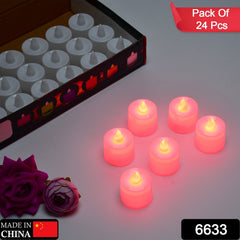 Red LED Flameless Tealight Candle lit inside a glass holder