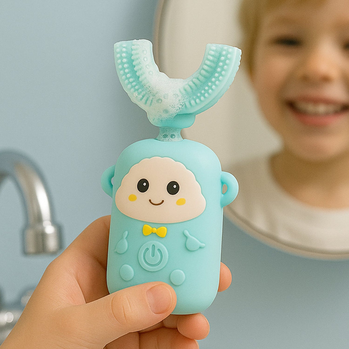 Electric Toothbrush With Light & Music, Kids U-Shaped 360Ã‚Â° USB Rechargeable Plastic Automatic Toothbrush Portable Adjustable Cleaning Whitening Toothbrush with USB Charging Function Plastic + ABS for Kids