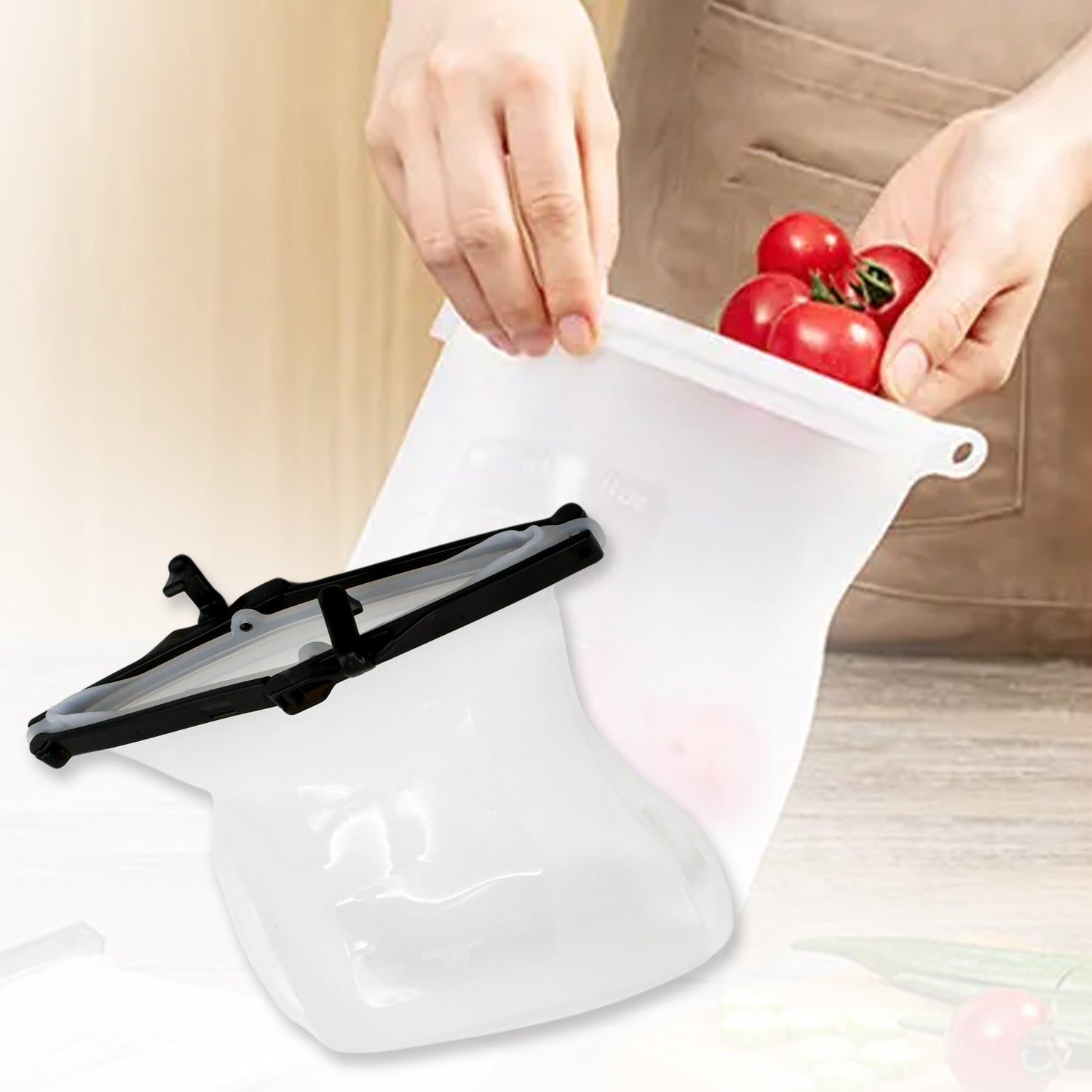 Reusable Silicone Food Bag â€“ Leakproof, Flat Bottom, BPA-Free, Microwave & Dishwasher Safe