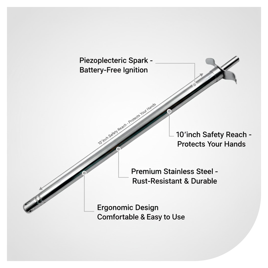 Packaged stainless steel gas lighter with long spark