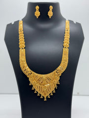 Exquisite Gold Long Rani Haar Necklace with Matching Earrings â€“ Bridal Luxury Jewellery Set