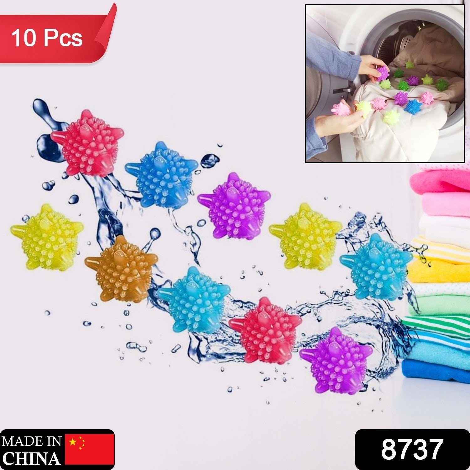 Soft Star Laundry Dryer Balls â€“ 10-Piece Multi-Color Clothes Softener