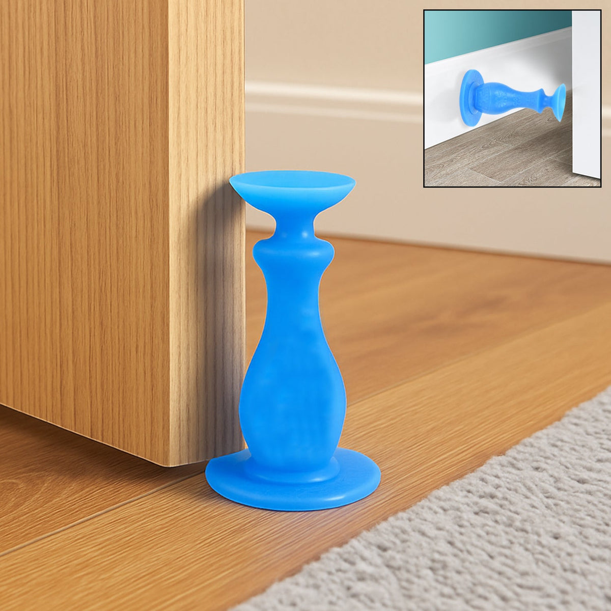 Rubber washer door stopper with suction cup front view