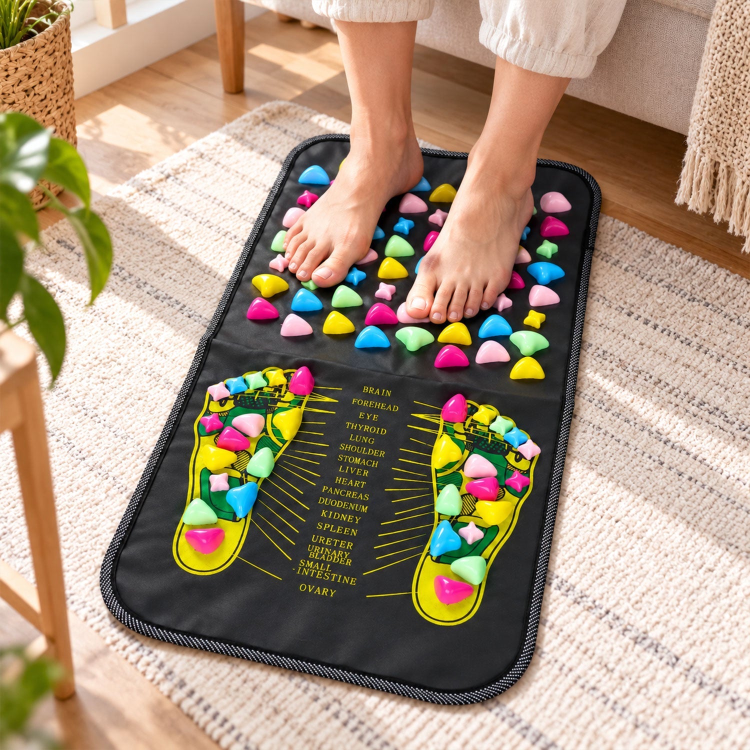Acupressure Foot Massage Mat with Raised Nodes and Foot Guide (1 Pc 70 x 34cm)