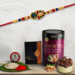 (K1_319_AS) Rakhi Combo with Assorted Chocolate Dryfruits 96gm| Rakhi for brother with gift | chocolate gift pack |rakhi with Chocolate Gift Hemper | Fancy Rakhi for men | Set of 1 |