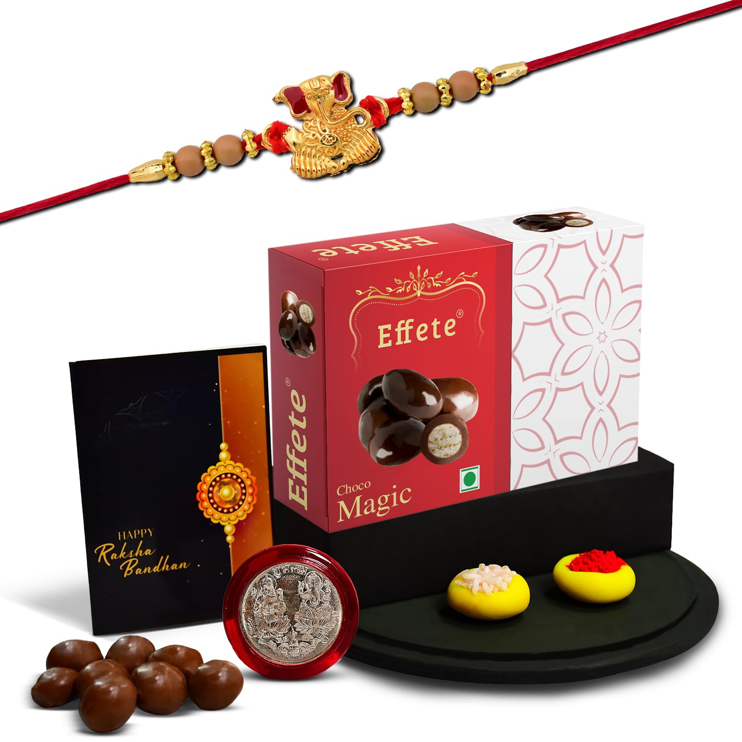 (K1_3_EM32) Rakhi Combo with Chocolate Magic 32gm| Rakhi for brother with gift | Fancy Rakhis for men stylish |rakhi combo for brother | Set of 1 Rakhi | Chocolate |