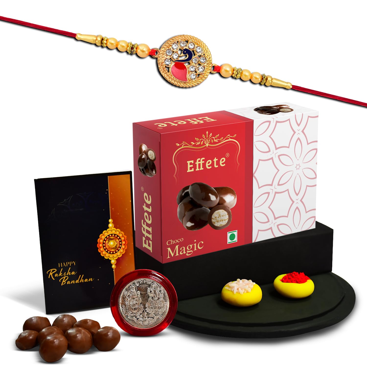 (K1_431_EM32) Rakhi Combo with Chocolate Magic 32gm, Rakhi for brother with gift, chocolate gift pack, rakhi with Chocolate Gift Hemper, Fancy Rakhis for men, Set of 1 Rakhi